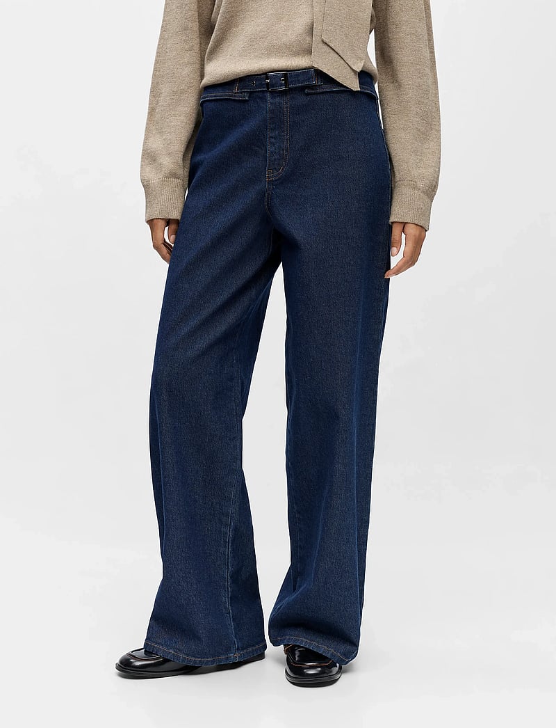 Object - OBJSAVA FLO HW JEANS 142 - hosen mit weitem bein - dark blue denim - 0