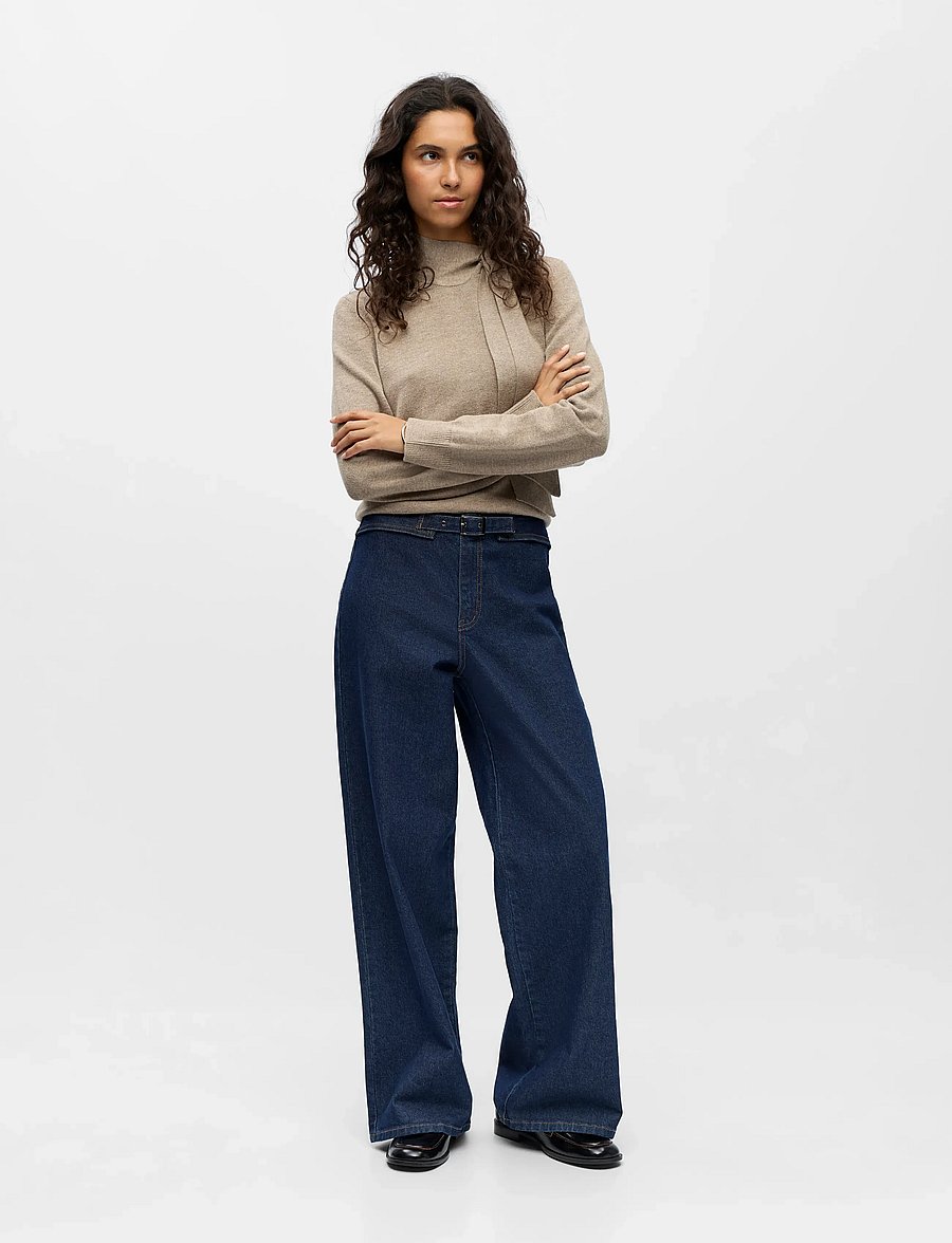 Object - OBJSAVA FLO HW JEANS 142 - hosen mit weitem bein - dark blue denim - 4