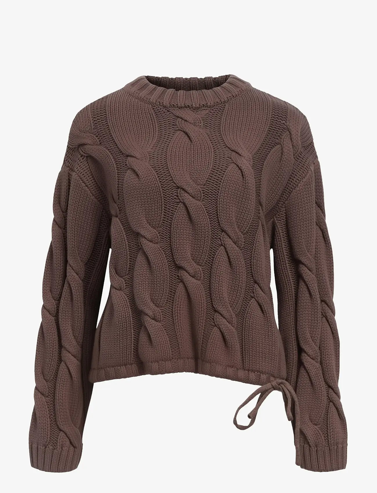 Object - OBJBAY L/S LO KNIT PULLOVER E PA 25 - efterårstøj - seal brown - 0