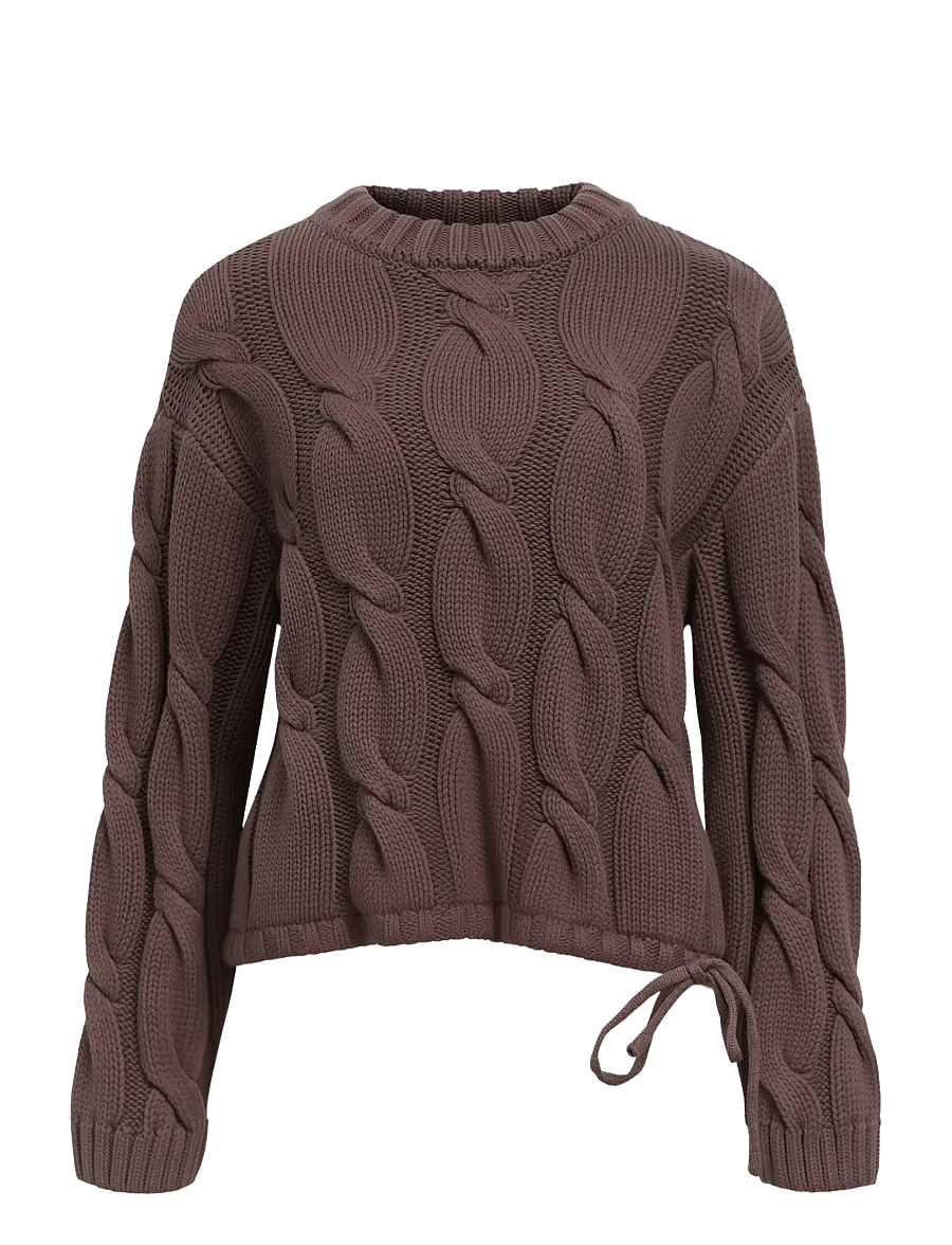 Object - OBJBAY L/S LO KNIT PULLOVER E PA 25 - striktrøjer - seal brown - 1