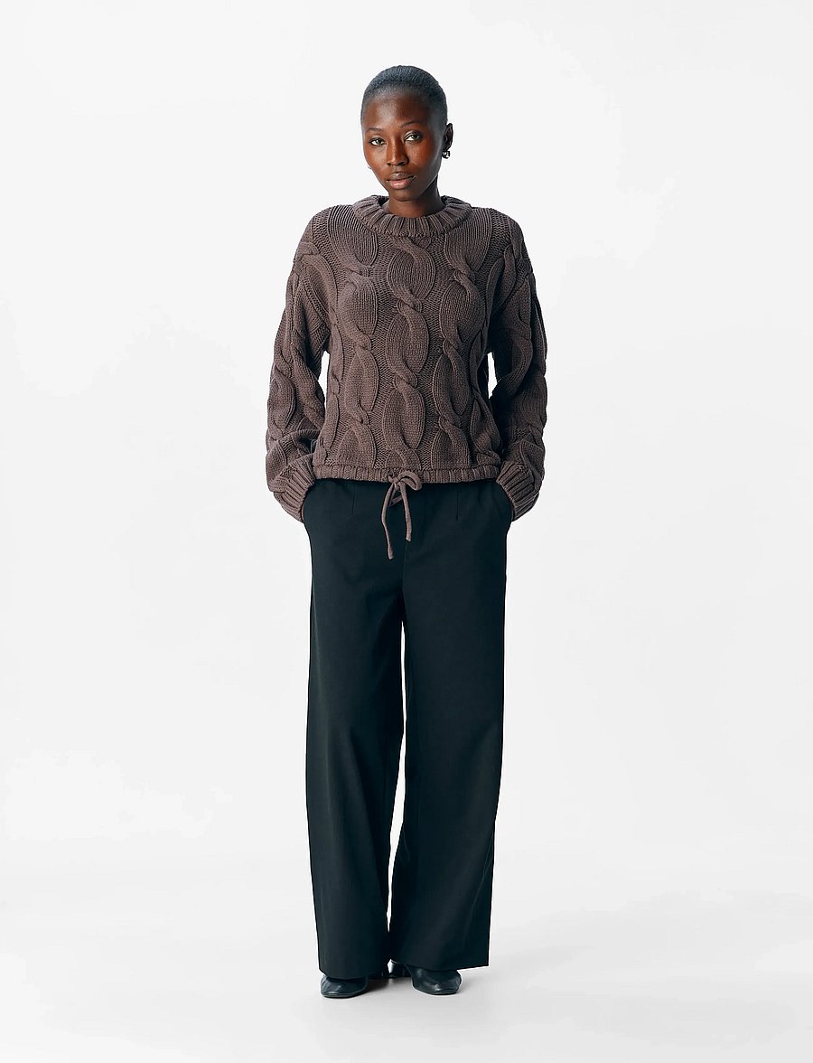 Object - OBJBAY L/S LO KNIT PULLOVER E PA 25 - striktrøjer - seal brown - 0