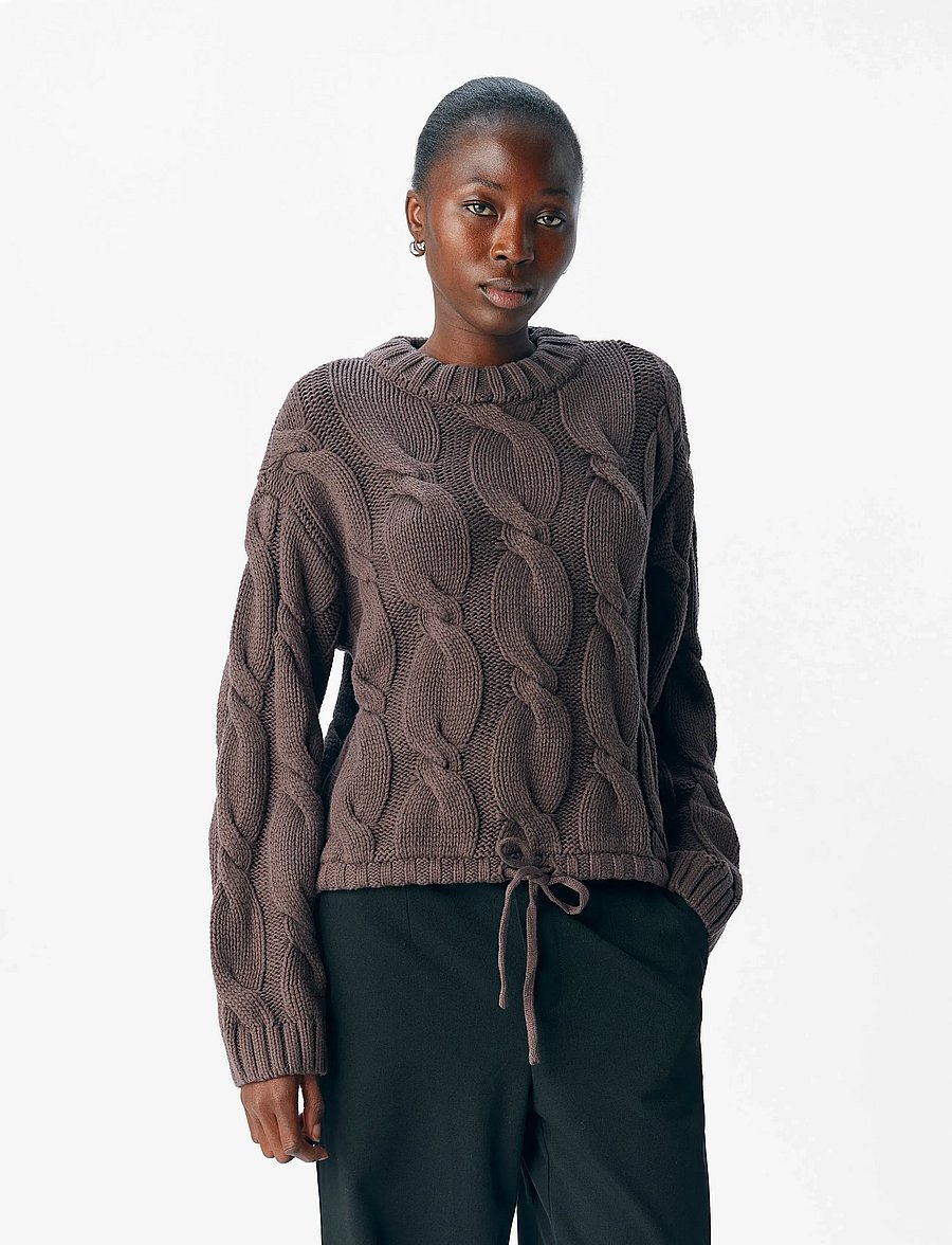 Object - OBJBAY L/S LO KNIT PULLOVER E PA 25 - striktrøjer - seal brown - 3