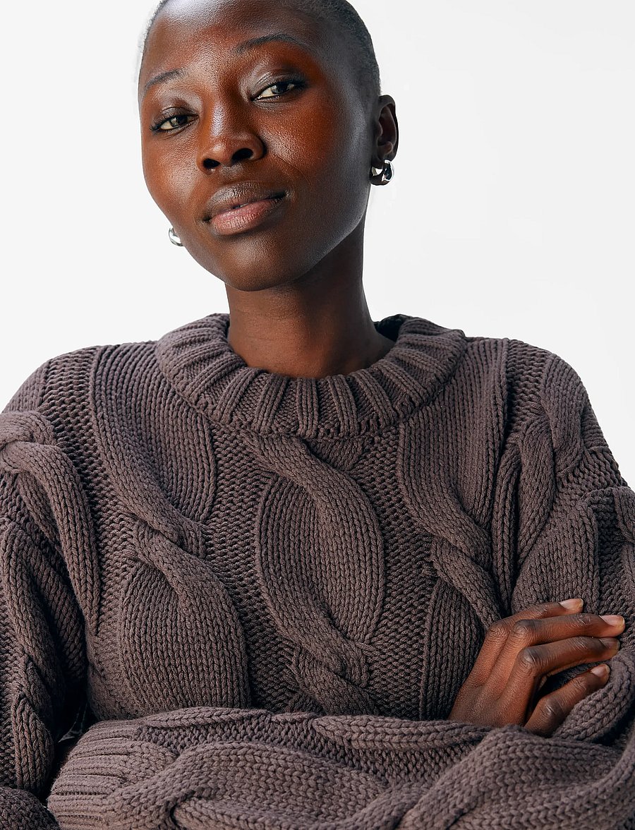 Object - OBJBAY L/S LO KNIT PULLOVER E PA 25 - striktrøjer - seal brown - 4