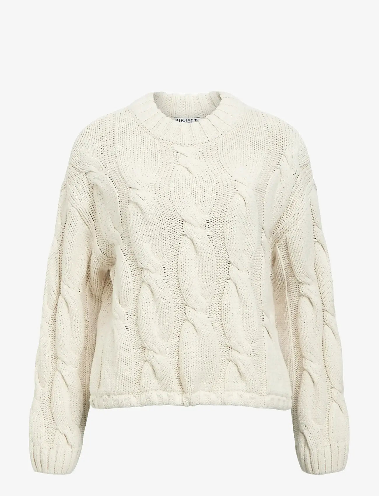 Object - OBJBAY L/S LO KNIT PULLOVER E PA 25 - efterårstøj - white sand - 0