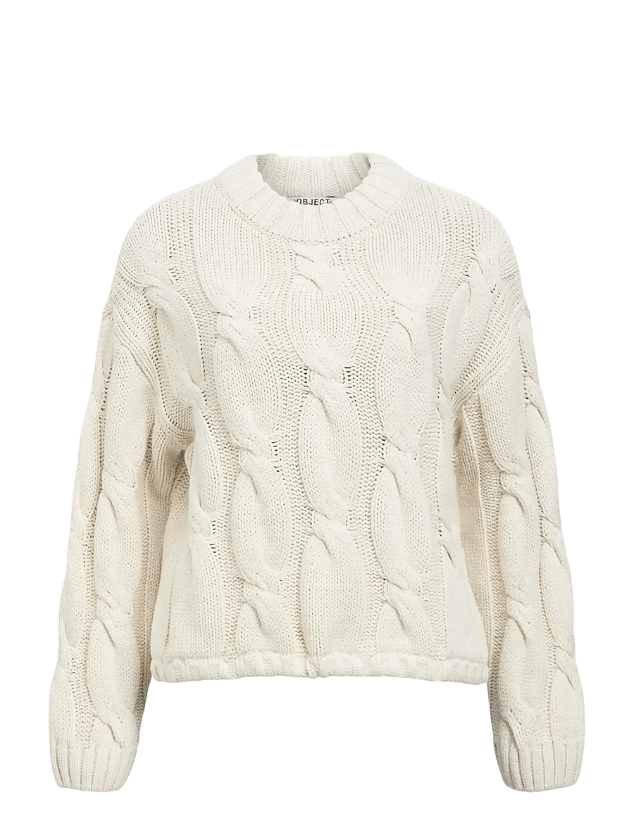 Object - OBJBAY L/S LO KNIT PULLOVER E PA 25 - jumpers - white sand - 1
