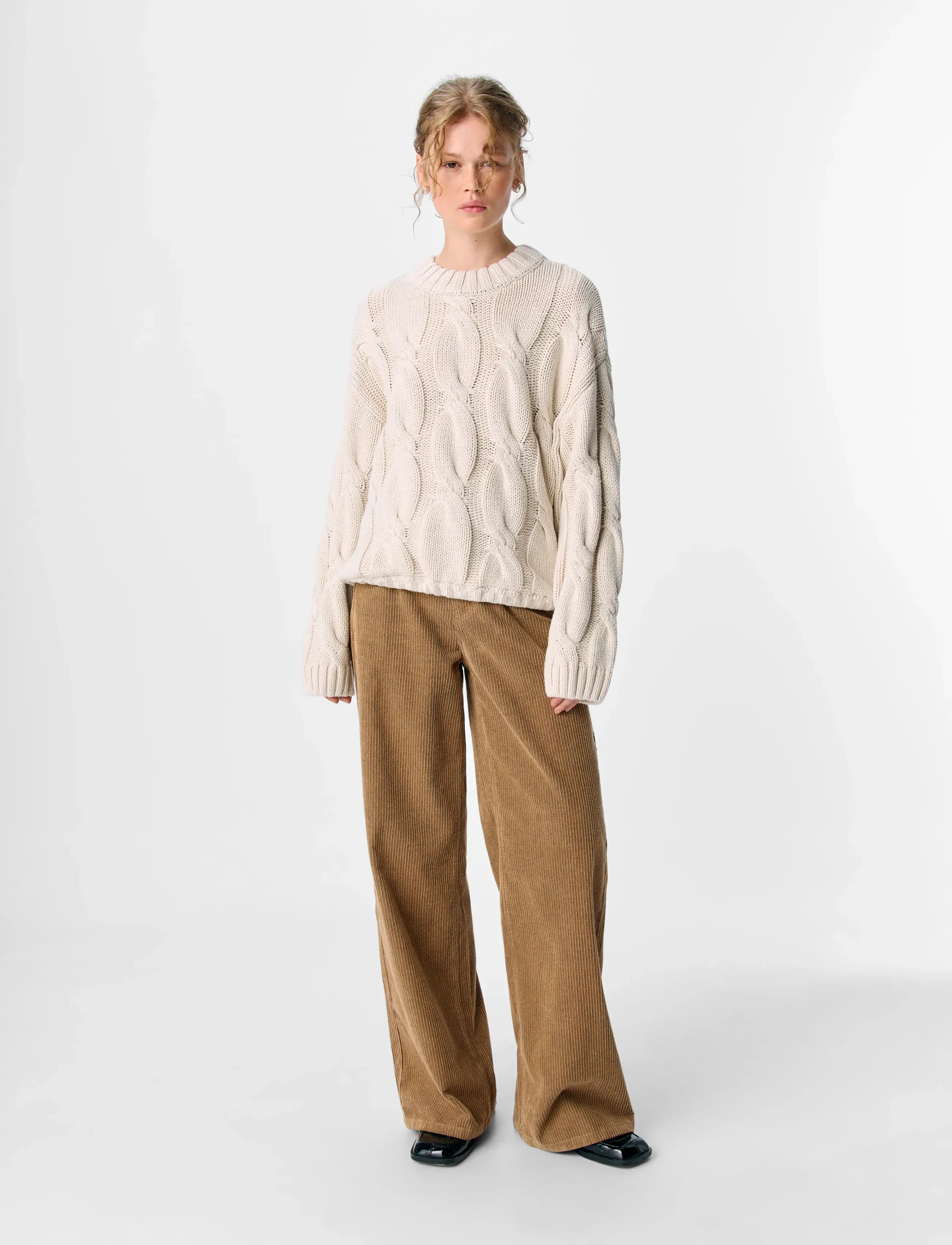 Object Objbay L/S Lo Knit Pullover E Pa 25, Kvinder, Kabelstrikket Pullover, Cream, Str: S