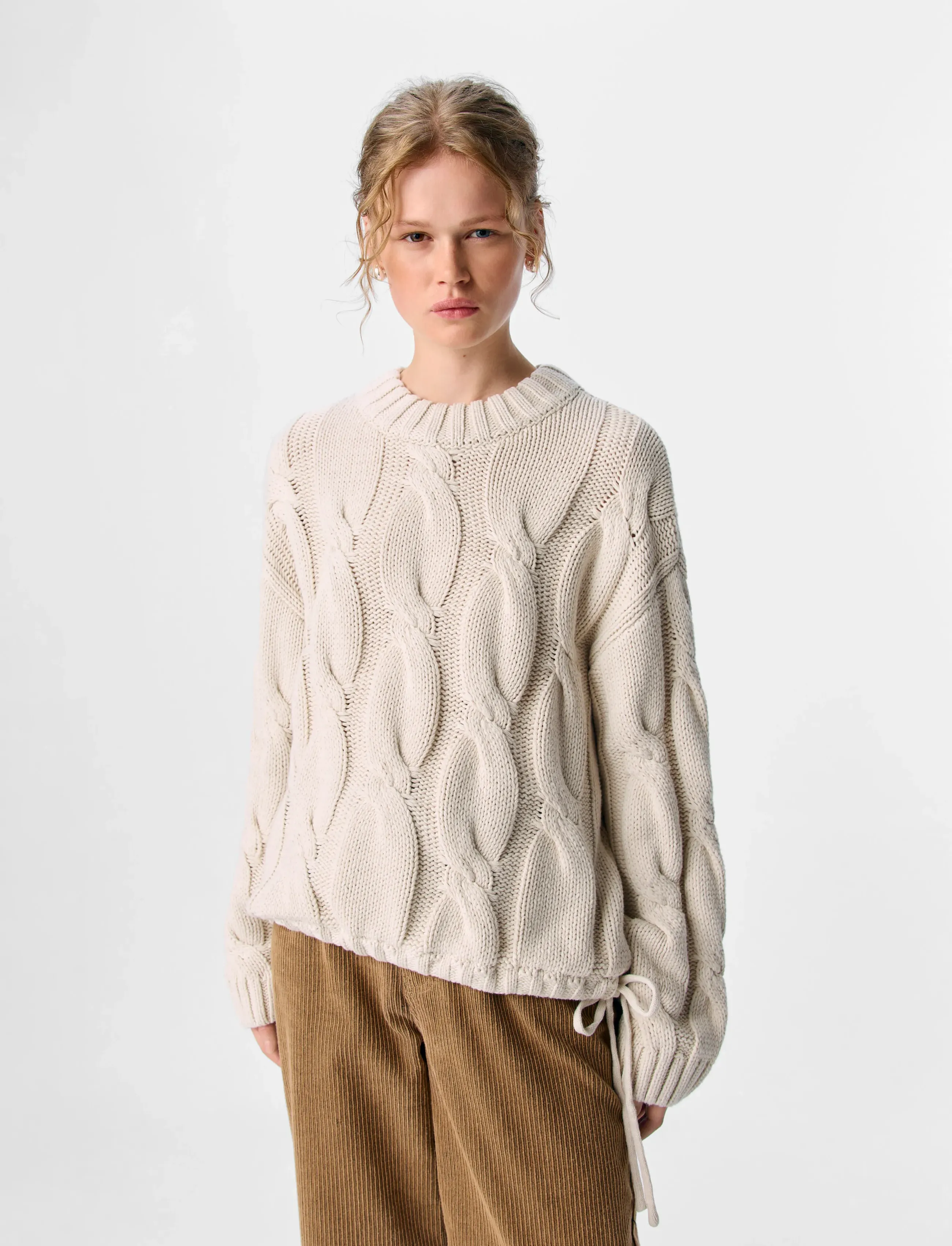 Object - OBJBAY L/S LO KNIT PULLOVER E PA 25 - sweaters - white sand - 4