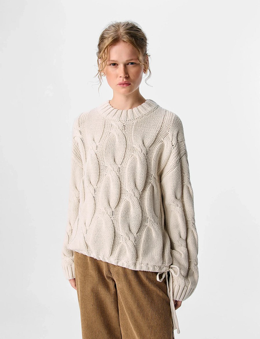 Object - OBJBAY L/S LO KNIT PULLOVER E PA 25 - jumpers - white sand - 4