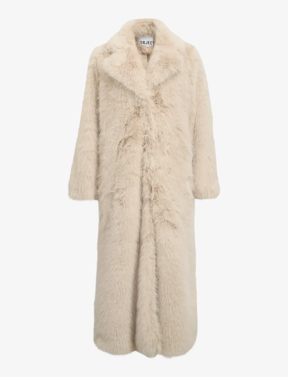 Object - OBJISADORA L/S LO HAIRY LONG COAT 141 - fuskpäls - white sand - 1
