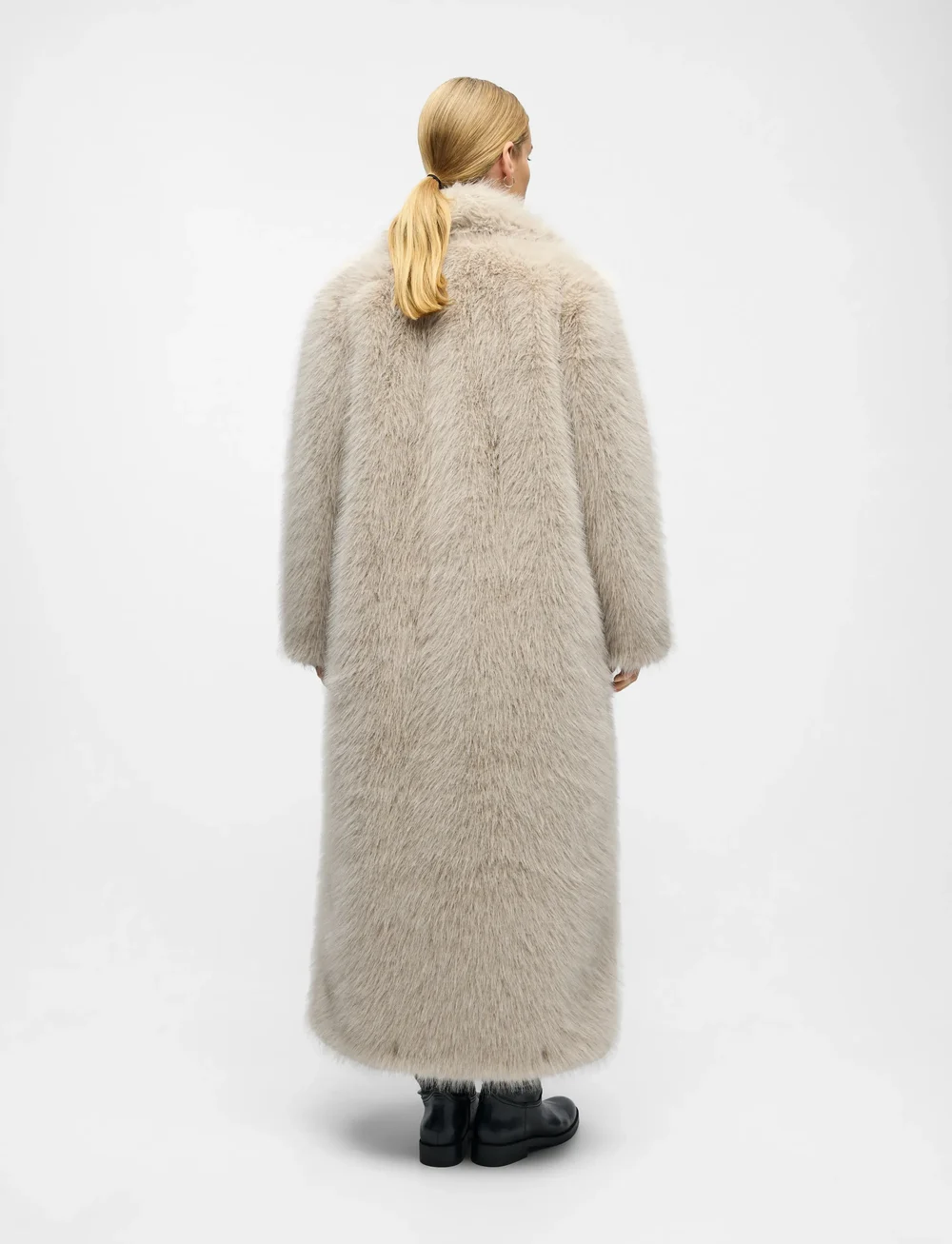 Object - OBJISADORA L/S LO HAIRY LONG COAT 141 - fuskpäls - white sand - 2