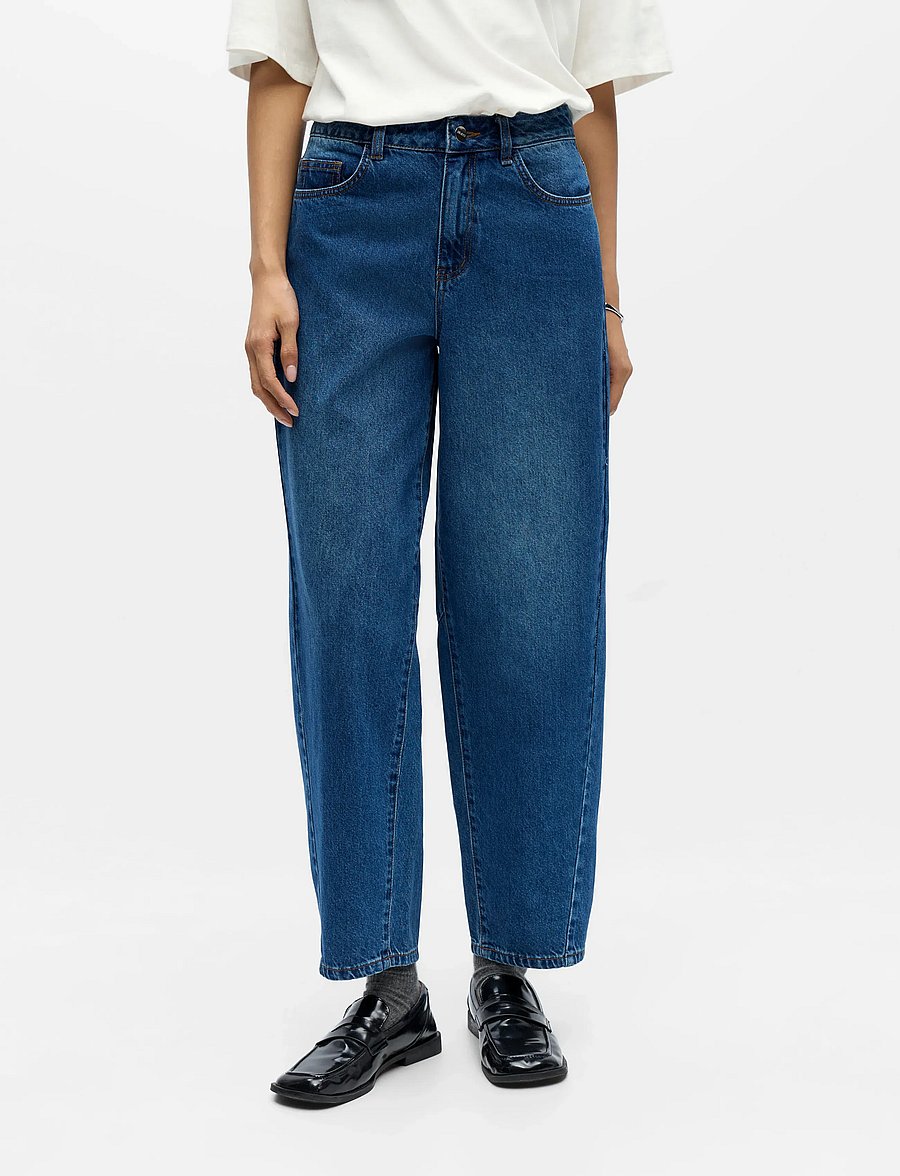 Object - OBJMIU ZOE MW BARREL ANKLE JEANS NOOS - barrel jeans - medium blue denim - 0