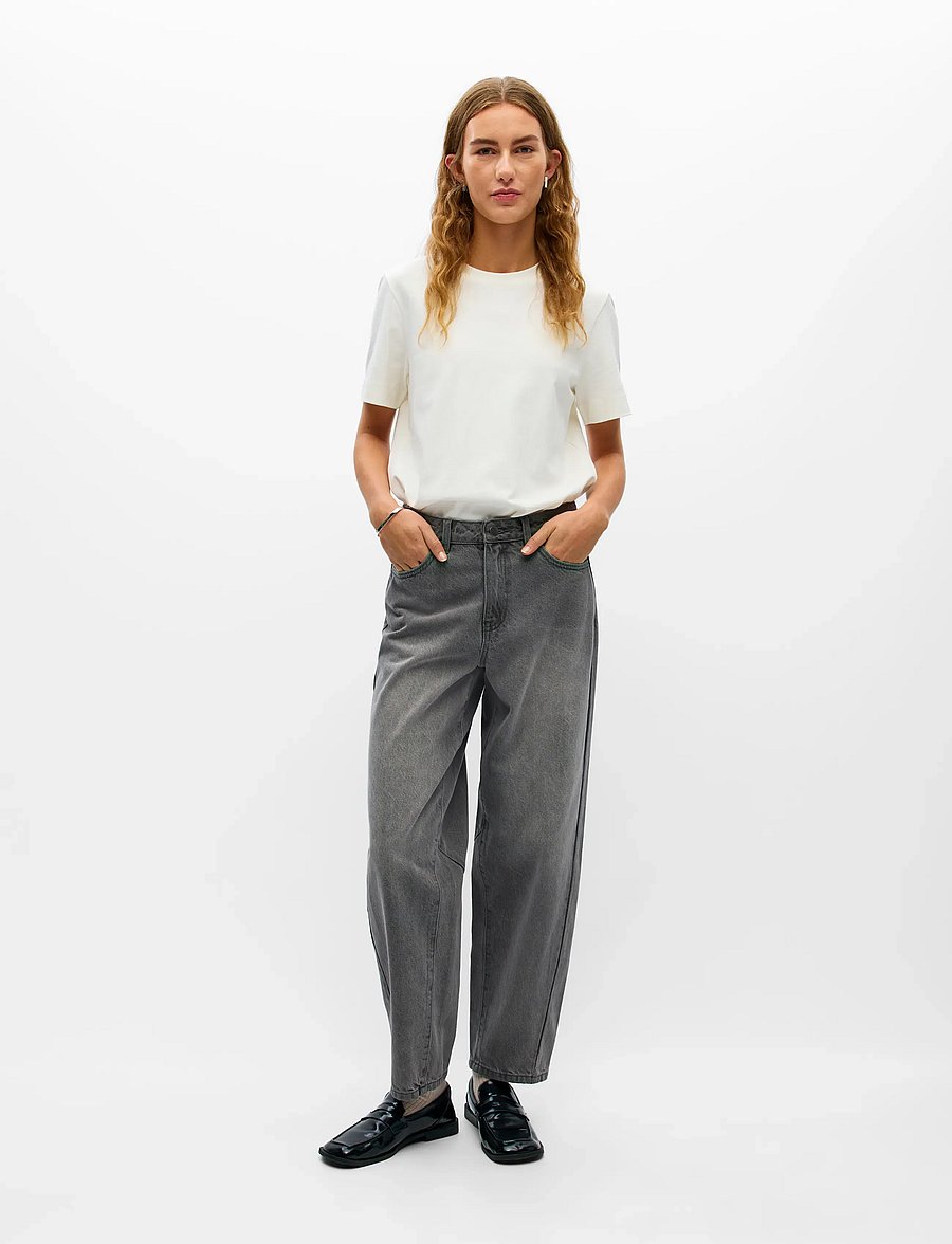 Object - OBJMIU ZOE MW BARREL ANKLE JEANS NOOS - barrel jeans - medium grey denim - 0
