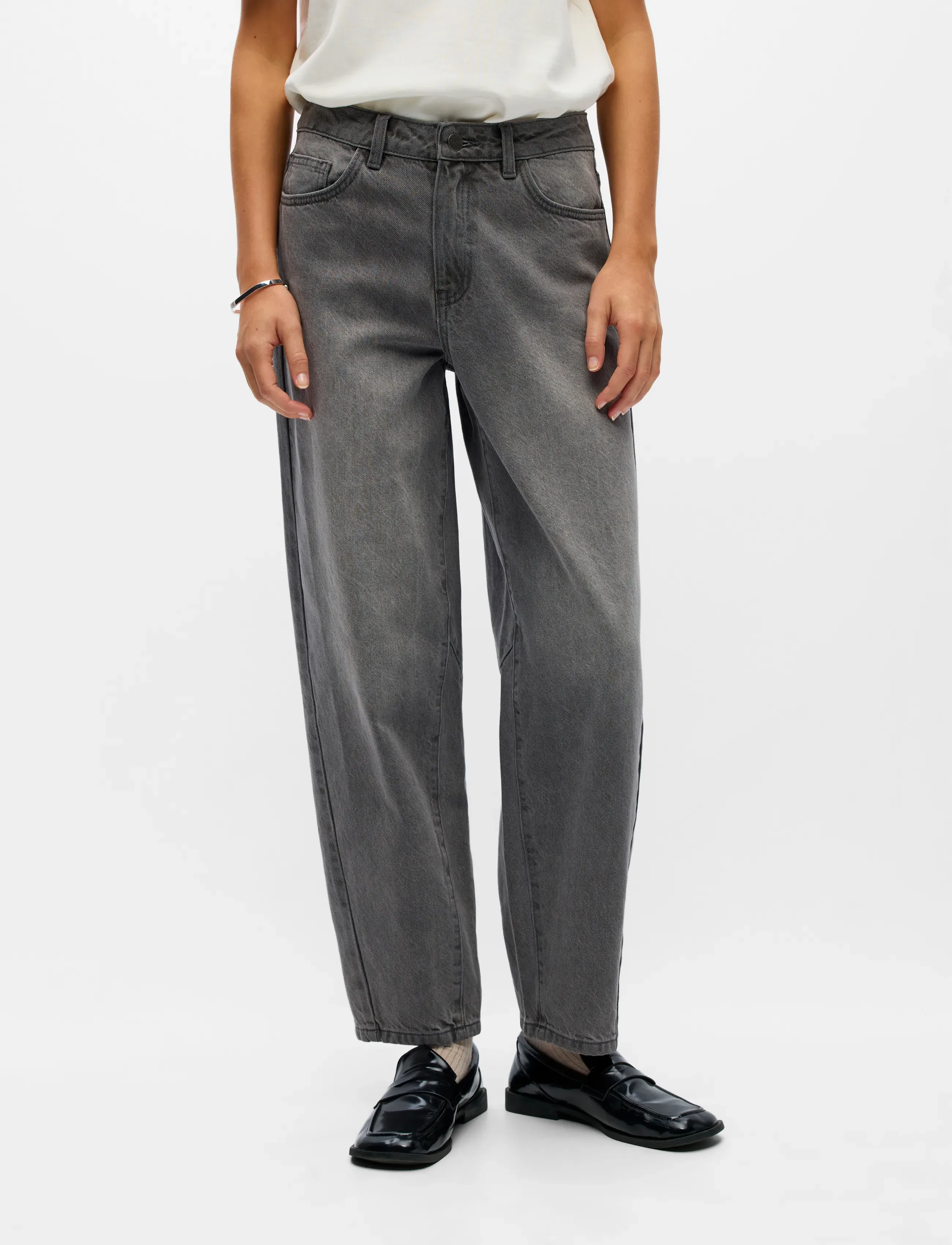 Object - OBJMIU ZOE MW BARREL ANKLE JEANS NOOS - barrel jeans - medium grey denim - 4