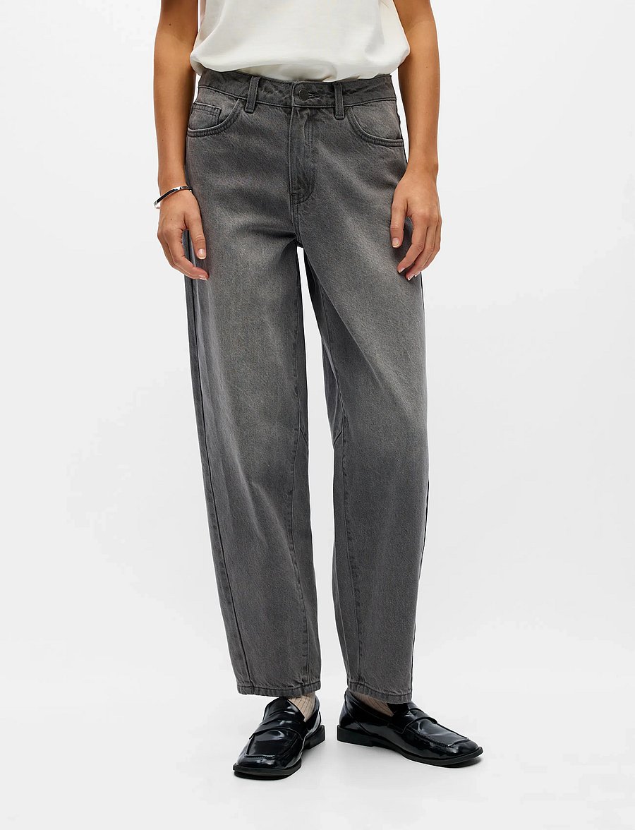 Object - OBJMIU ZOE MW BARREL ANKLE JEANS NOOS - barrel jeans - medium grey denim - 4