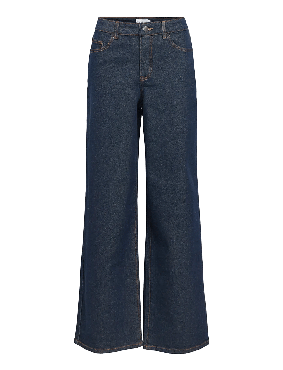 Object - OBJRIO MAE MW WIDE JEANS NOOS - hosen mit weitem bein - dark blue denim - 1