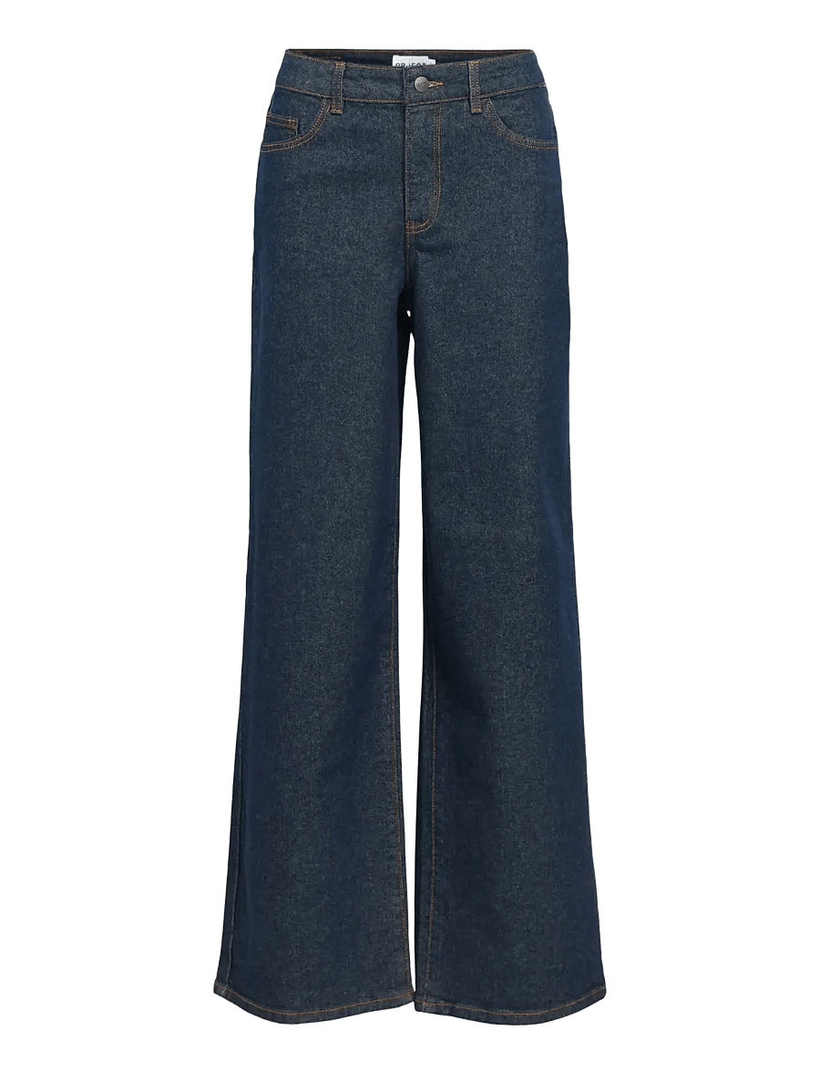 Object - OBJRIO MAE MW WIDE JEANS NOOS - hosen mit weitem bein - dark blue denim - 1