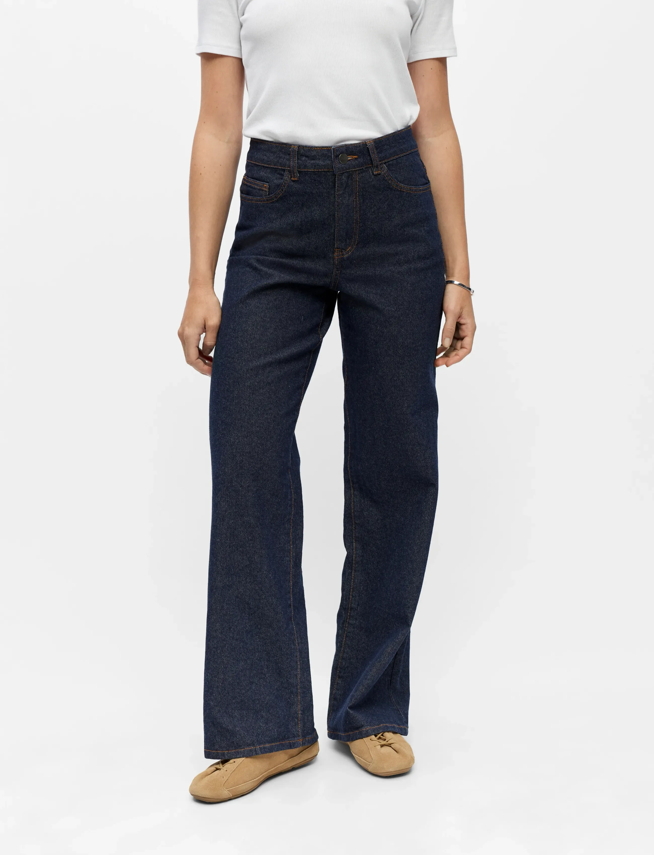 Object OBJRIO MAE MW WIDE JEANS NOOS - Kleidung - DARK BLUE DENIM / navy