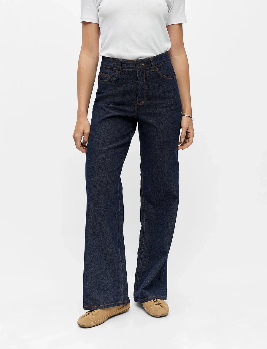 Object - OBJRIO MAE MW WIDE JEANS NOOS - hosen mit weitem bein - dark blue denim - 0