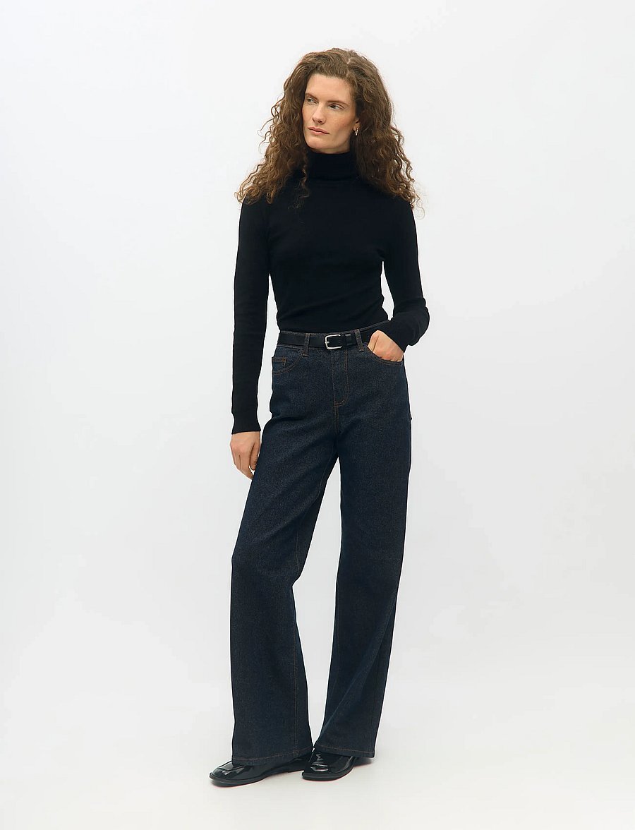 Object - OBJRIO MAE MW WIDE JEANS NOOS - hosen mit weitem bein - dark blue denim - 4