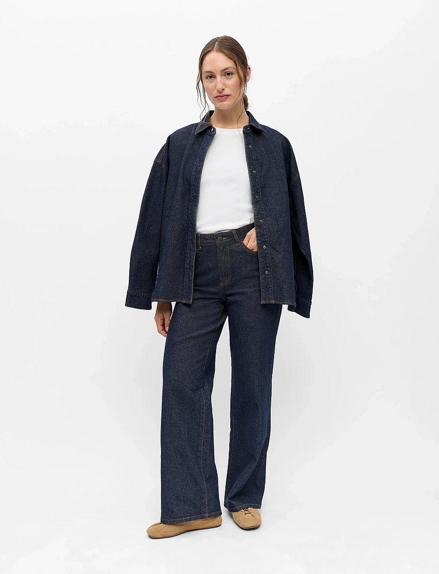 Object - OBJRIO MAE MW WIDE JEANS NOOS - hosen mit weitem bein - dark blue denim - 5