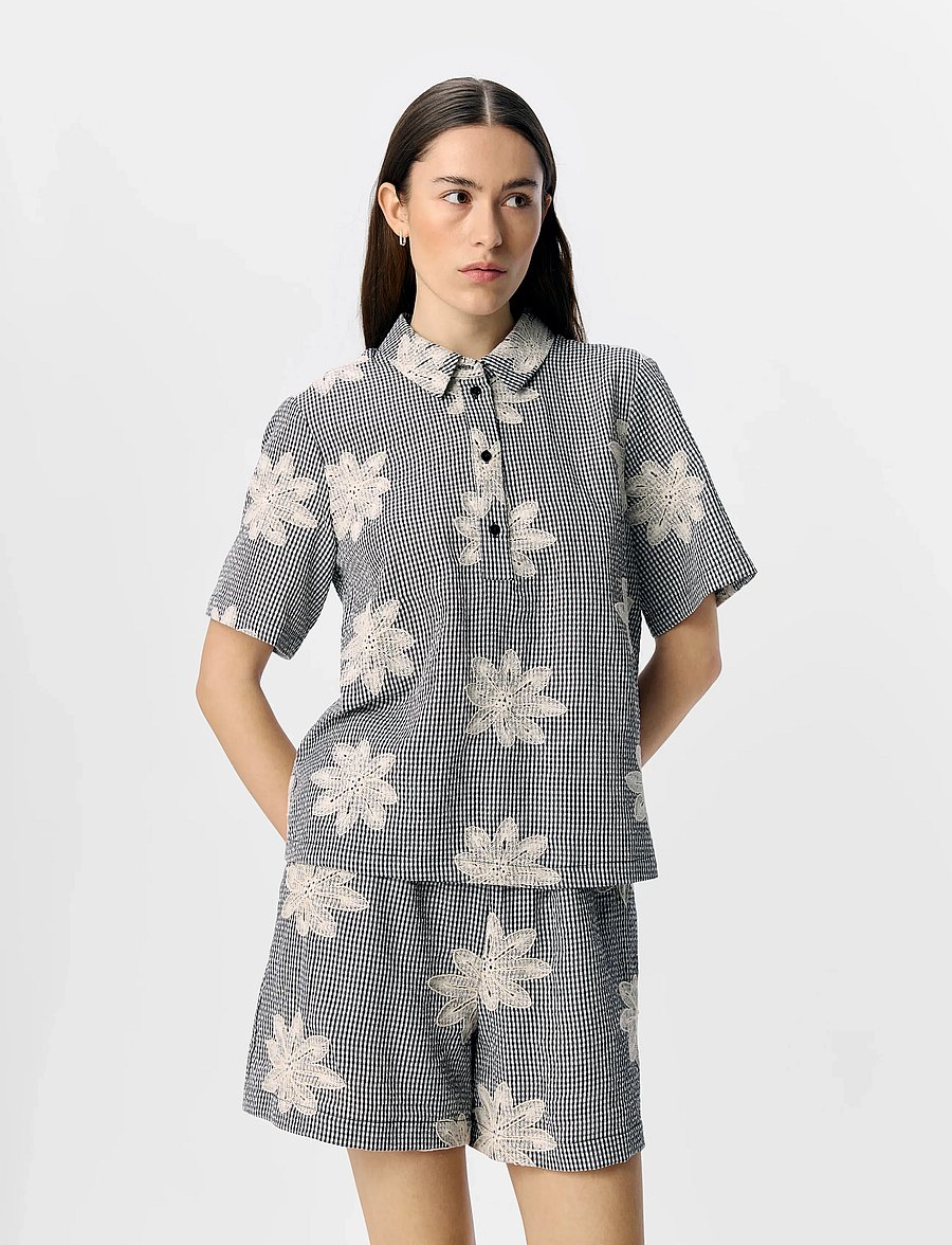 Object - OBJPENNY RE S/S TOP SS E DIV - lyhythihaiset kauluspaidat - black - 0