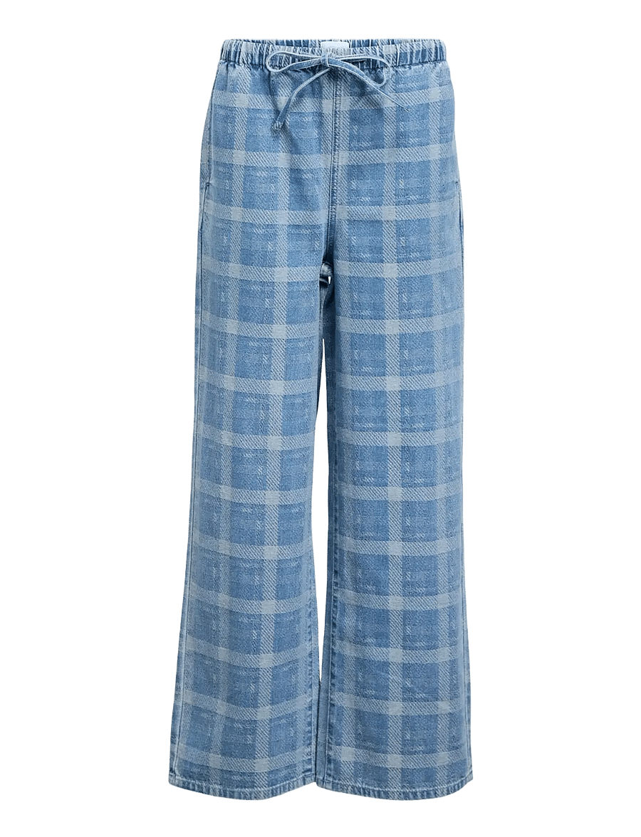 Object - OBJCHECKY MW DENIM PANT 143 - hosen mit weitem bein - light blue denim - 1