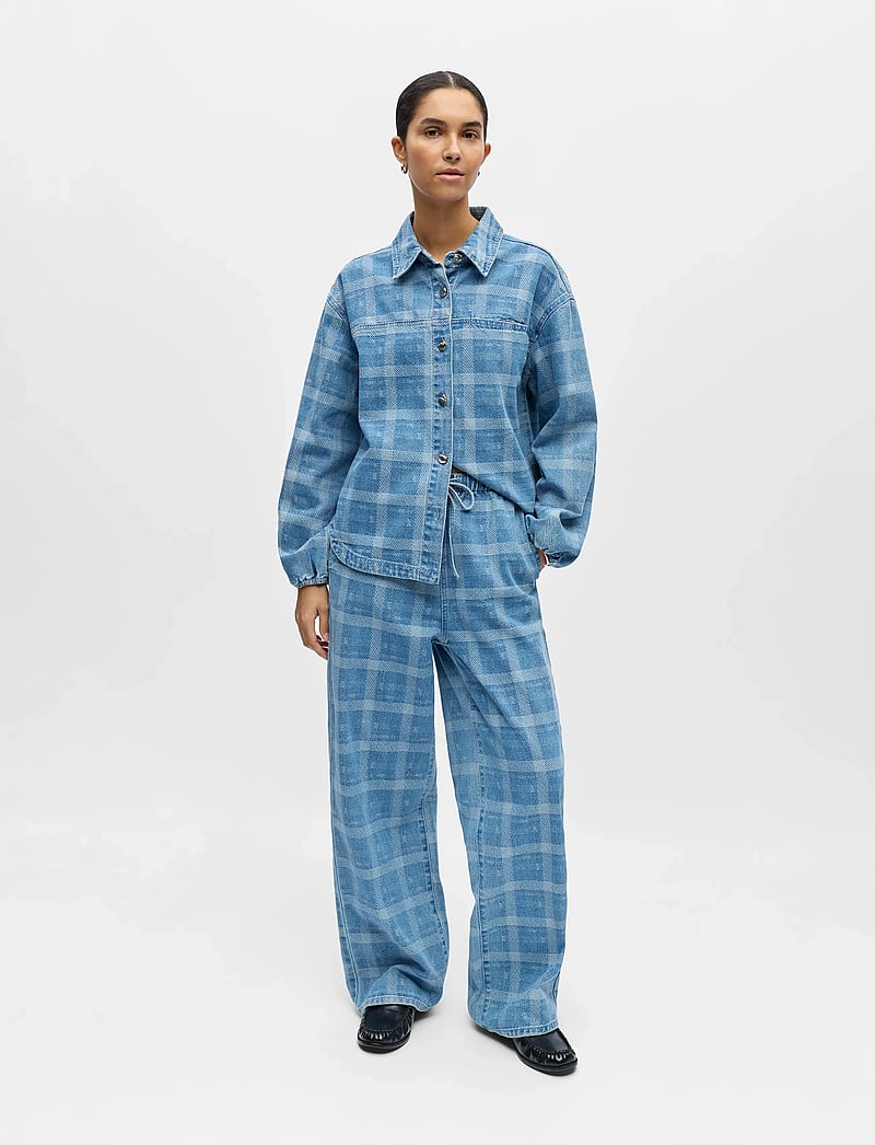 Object - OBJCHECKY MW DENIM PANT 143 - vida byxor - light blue denim - 0