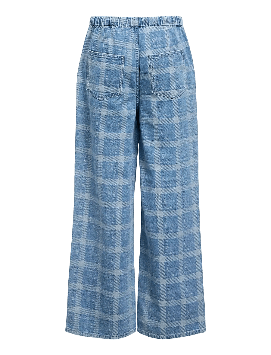 Object - OBJCHECKY MW DENIM PANT 143 - hosen mit weitem bein - light blue denim - 2