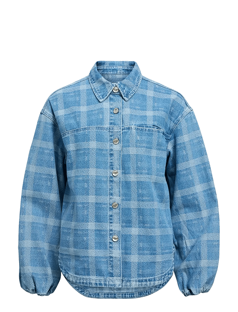 Object - OBJCHECKY L/S RE DENIM SHIRT 143 - teksasärgid - light blue denim - 0