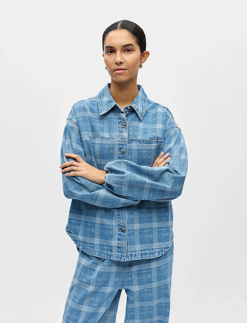 Object - OBJCHECKY L/S RE DENIM SHIRT 143 - denimskjorter - light blue denim - 4