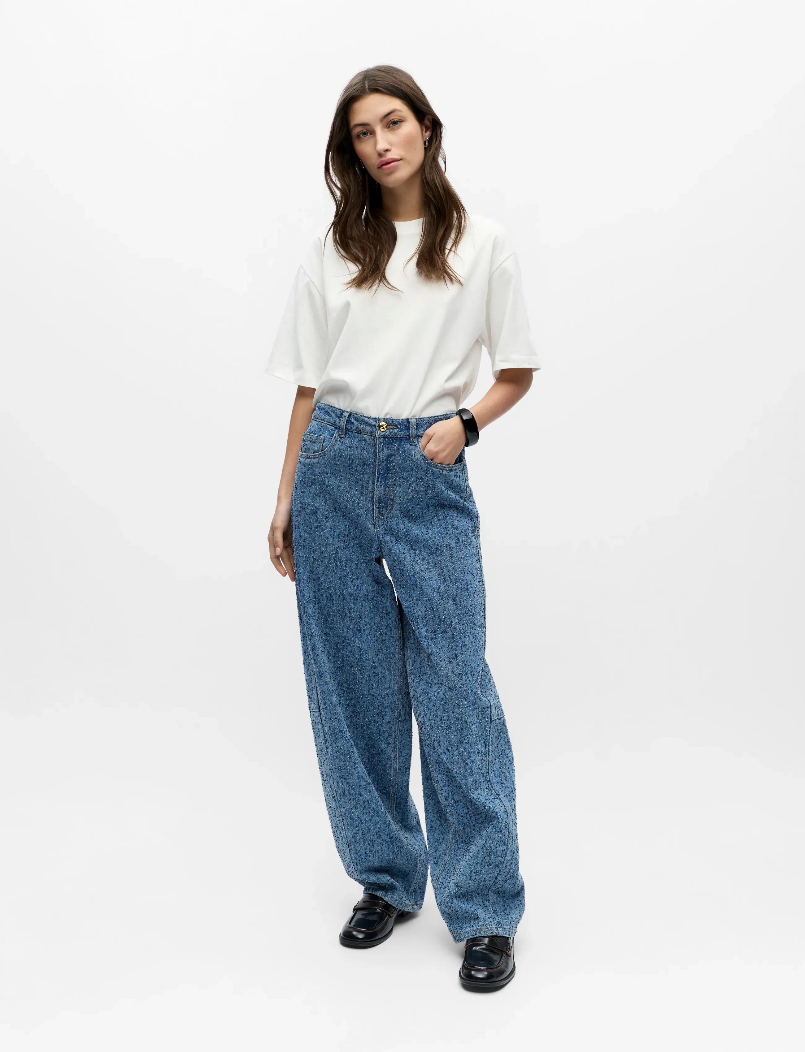 Object Objfrida Mw Super Barrel Jeans 143, 36 x 32, Blue, Jeans > Barrel Jeans, Dame