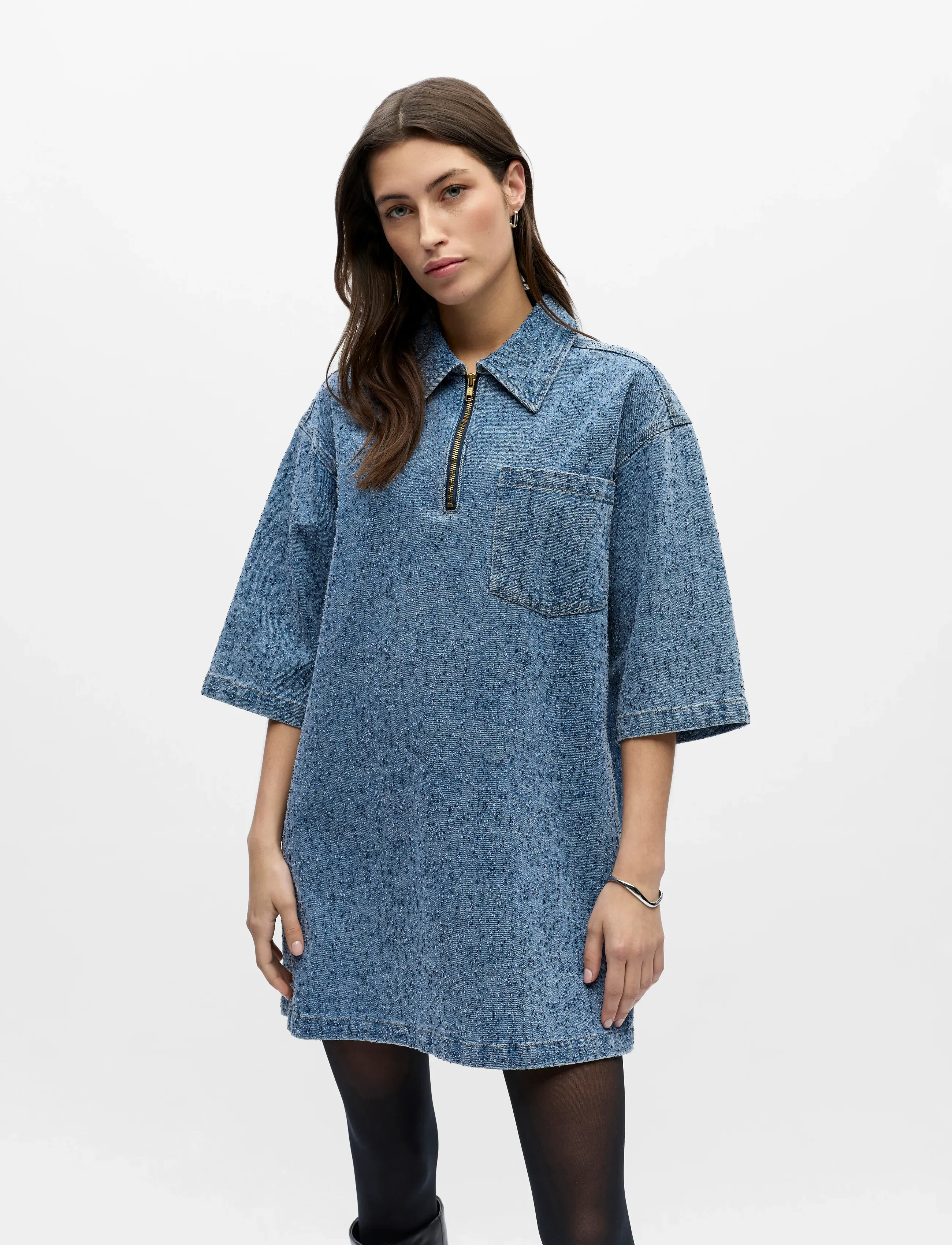 Object Objfrida 3/4 Sleeve Lo Dress Noos, 42, Dresses, Blau - Short Dress, Frauen