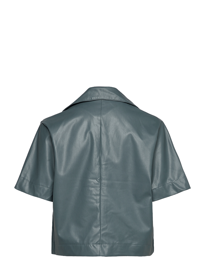 Object - OBJEMERY 2/4 LO COATED TOP 143 - kurzärmlige hemden - dark slate - 2
