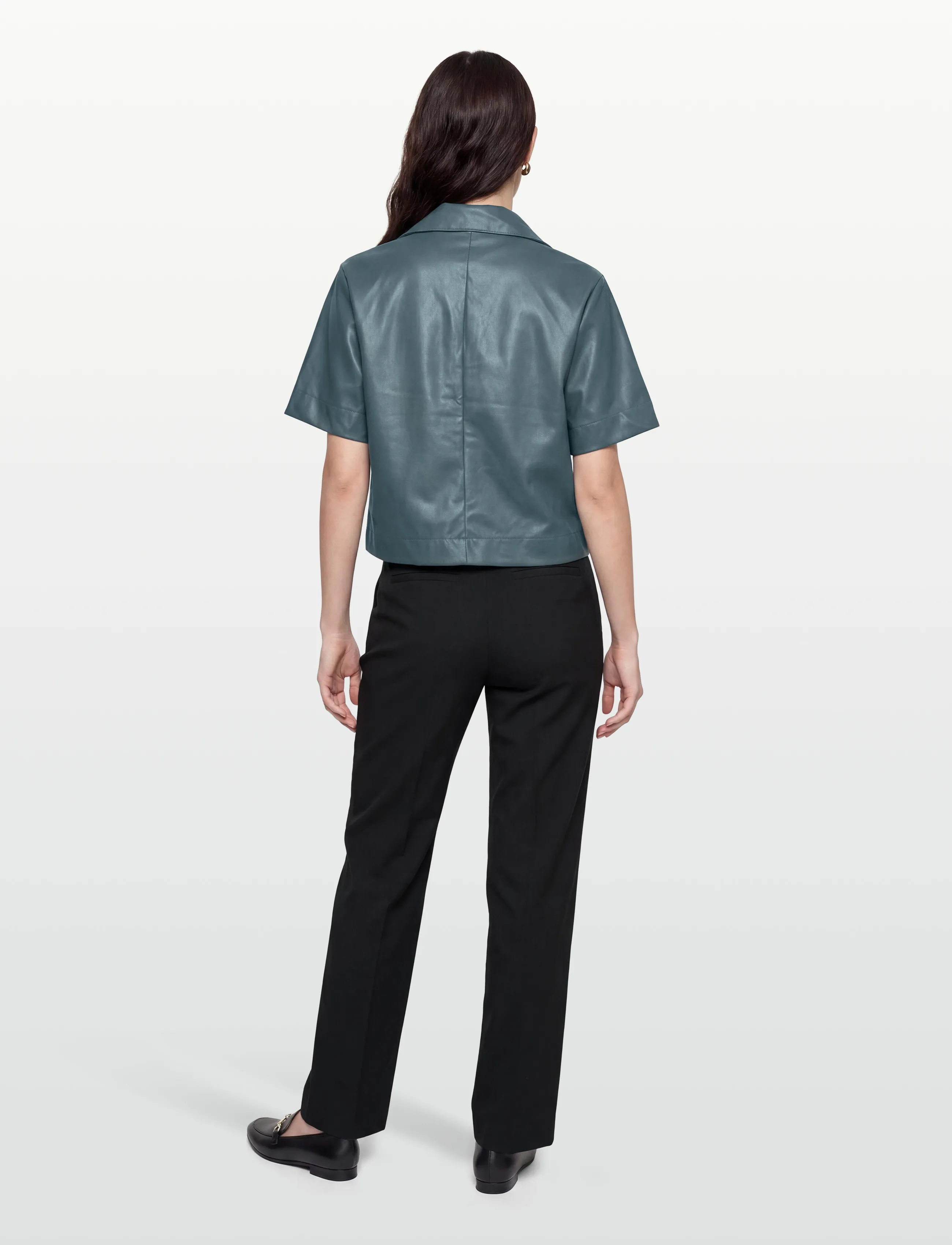 Object - OBJEMERY 2/4 LO COATED TOP 143 - kortærmede skjorter - dark slate - 4