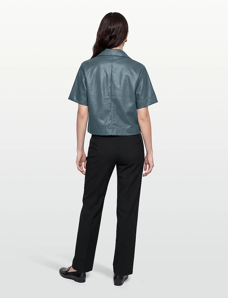 Object - OBJEMERY 2/4 LO COATED TOP 143 - kurzärmlige hemden - dark slate - 4