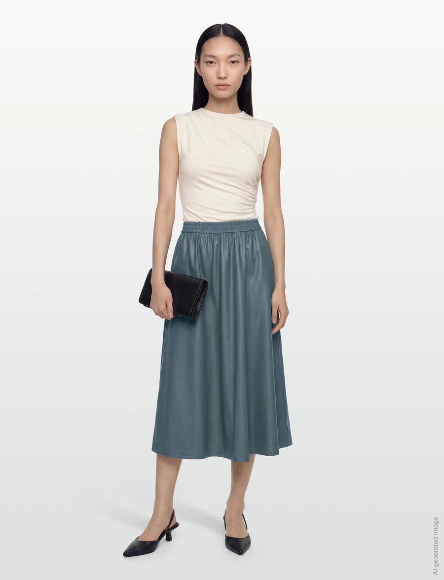 Object - OBJEMERY MW LOSE COATED SKIRT 143 - midi kjolar - dark slate - 0