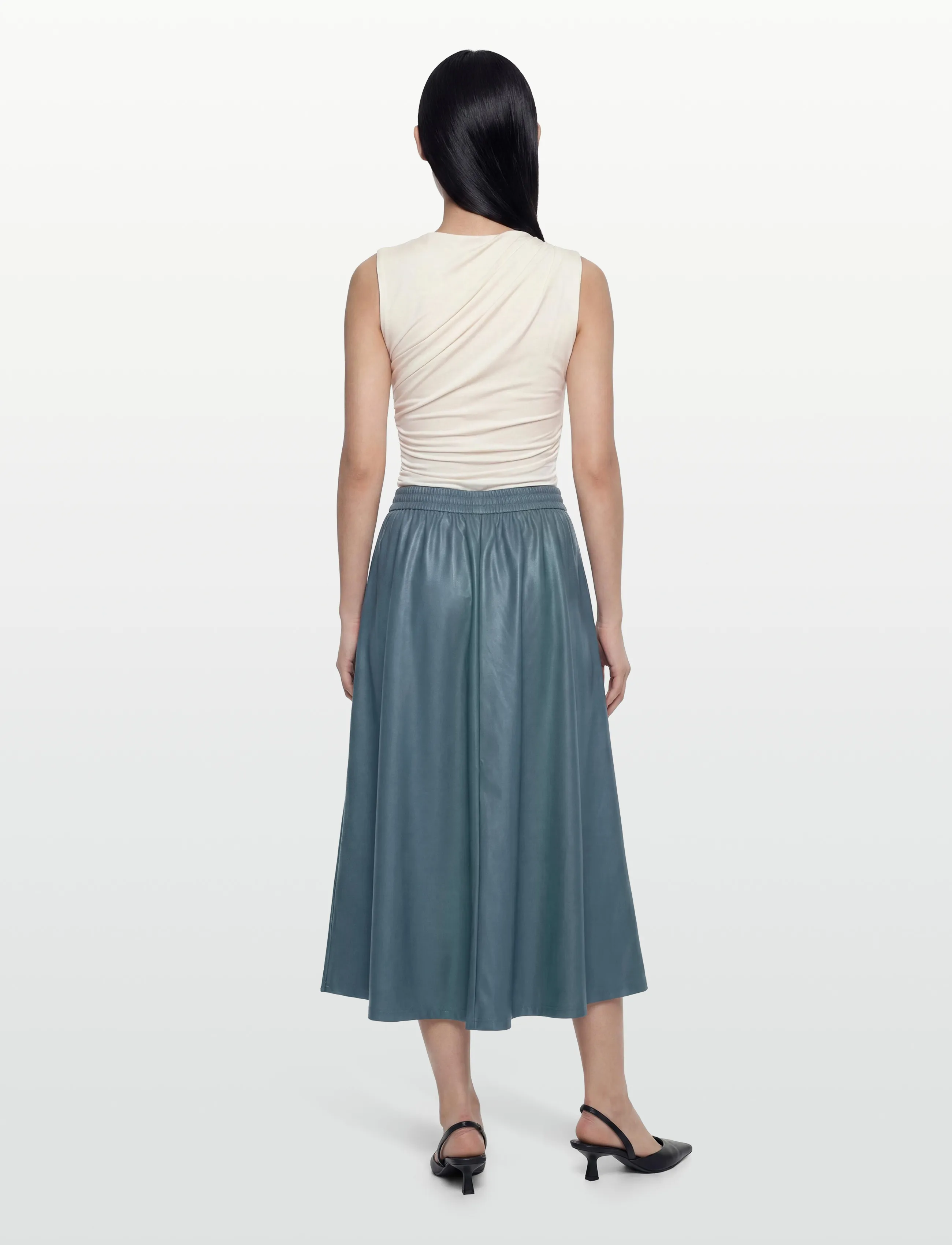Object - OBJEMERY MW LOSE COATED SKIRT 143 - midi kjolar - dark slate - 4