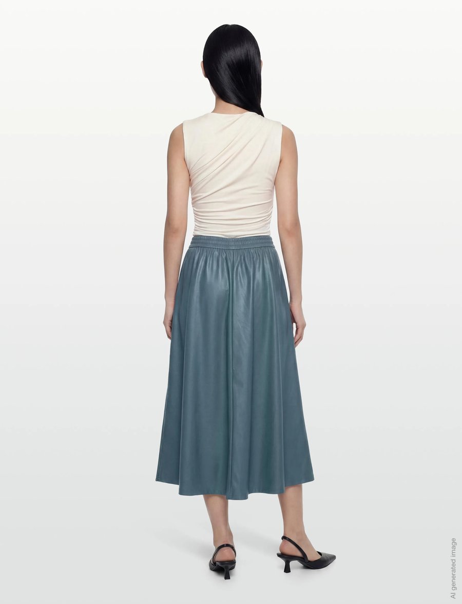 Object - OBJEMERY MW LOSE COATED SKIRT 143 - midi kjolar - dark slate - 4