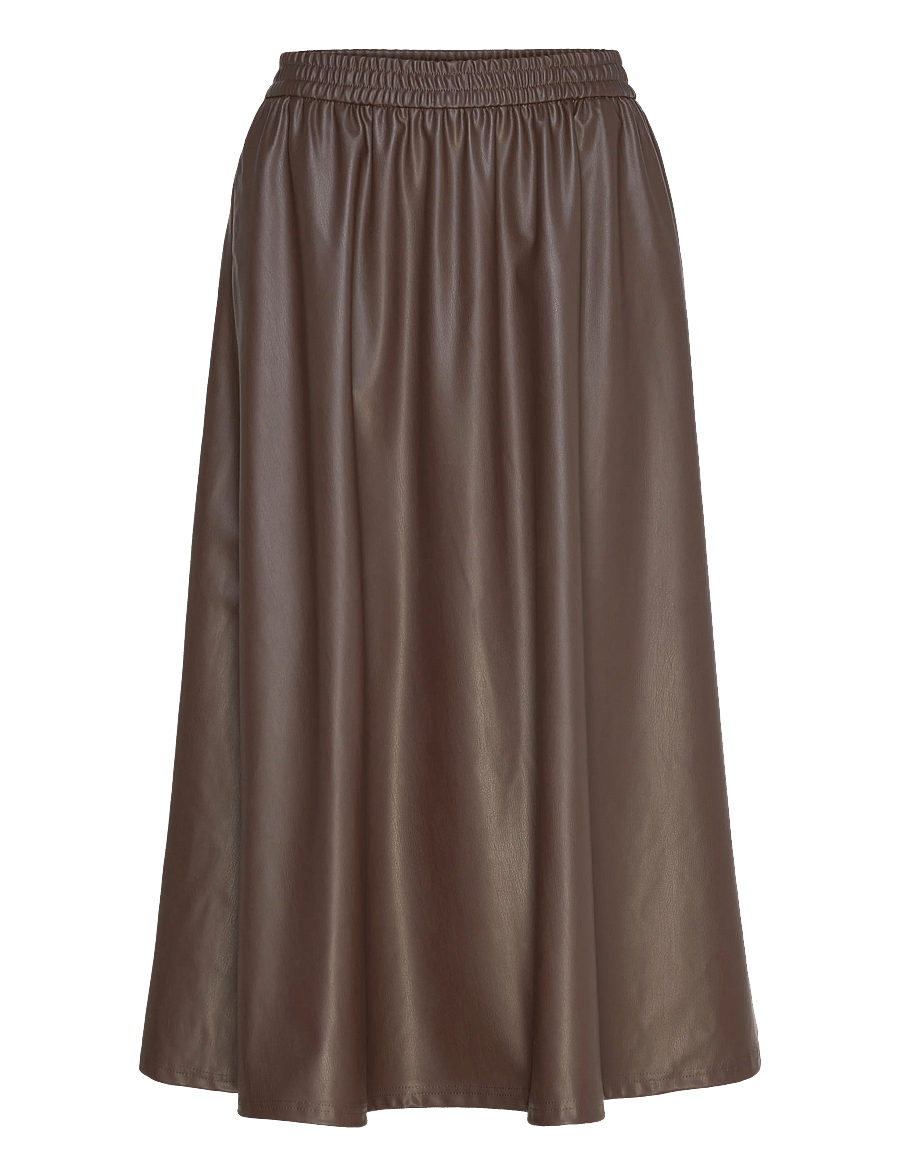Object - OBJEMERY MW LOSE COATED SKIRT 143 - midi skjørt - seal brown - 1