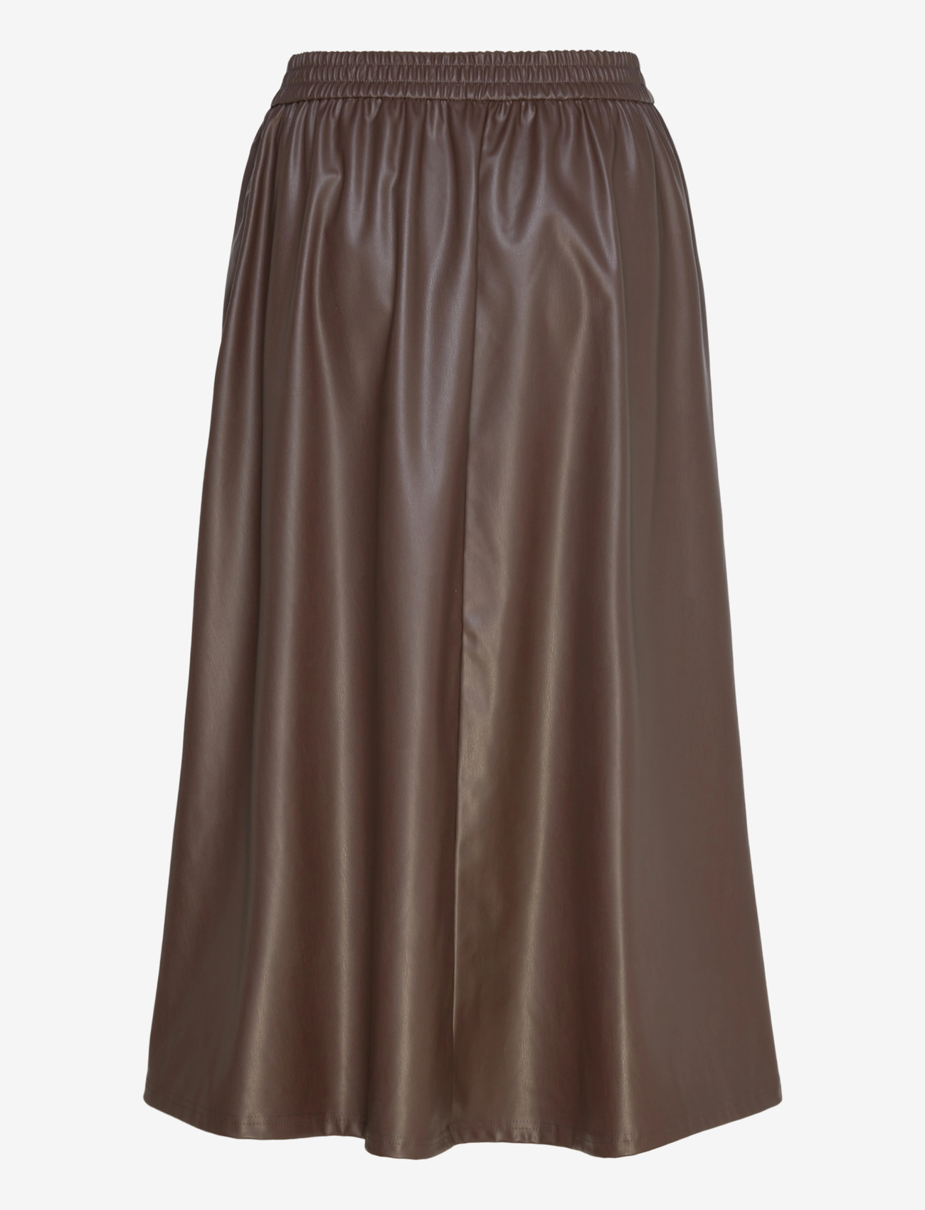 Object - OBJEMERY MW LOSE COATED SKIRT 143 - midi skirts - seal brown - 1