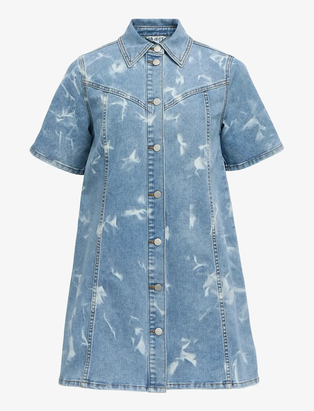 Object - OBJCLAUDIA S/S SHORT DENIM DRESS 143 - skjortklänningar - light blue denim - 0