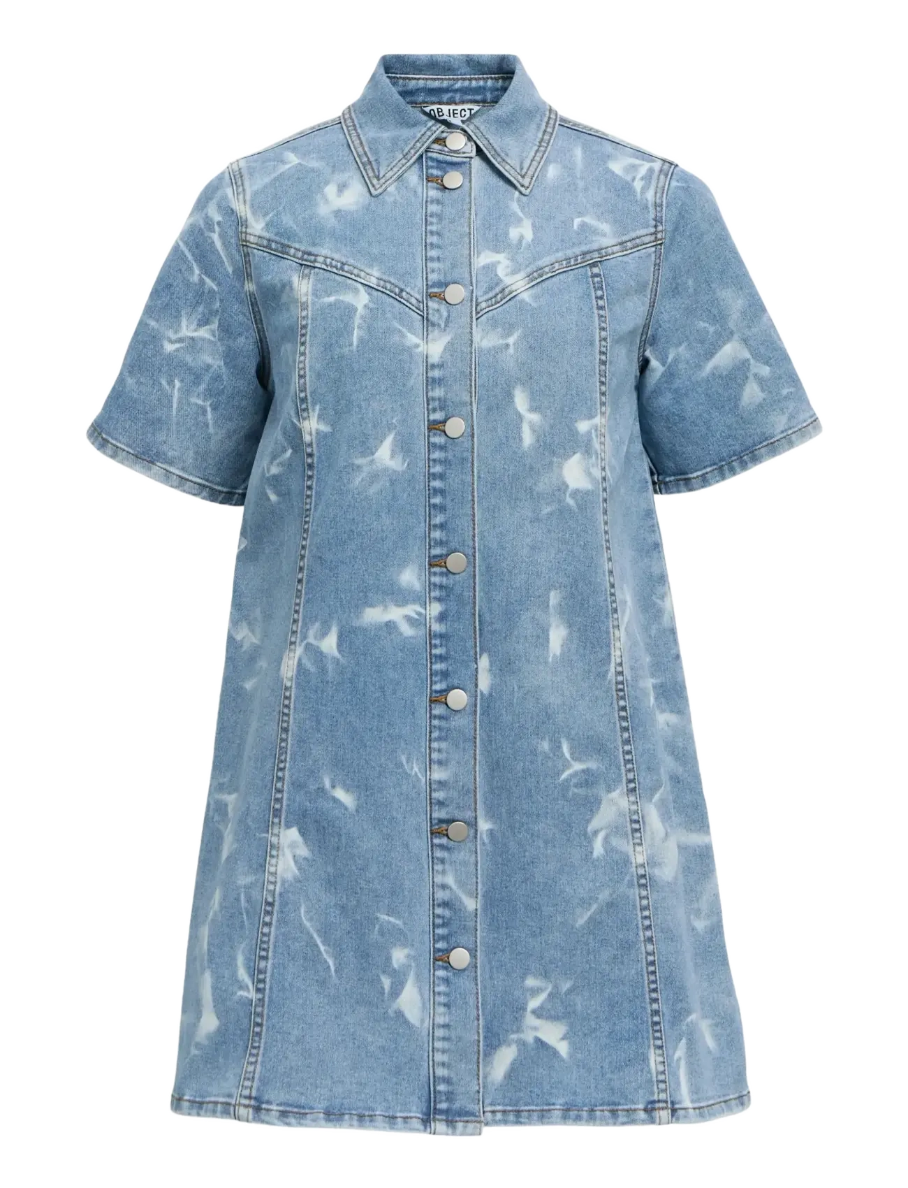 Object - OBJCLAUDIA S/S SHORT DENIM DRESS 143 - skyrtukjólar - light blue denim - 1