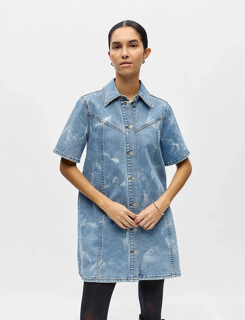 Object - OBJCLAUDIA S/S SHORT DENIM DRESS 143 - hemdkleider - light blue denim - 0