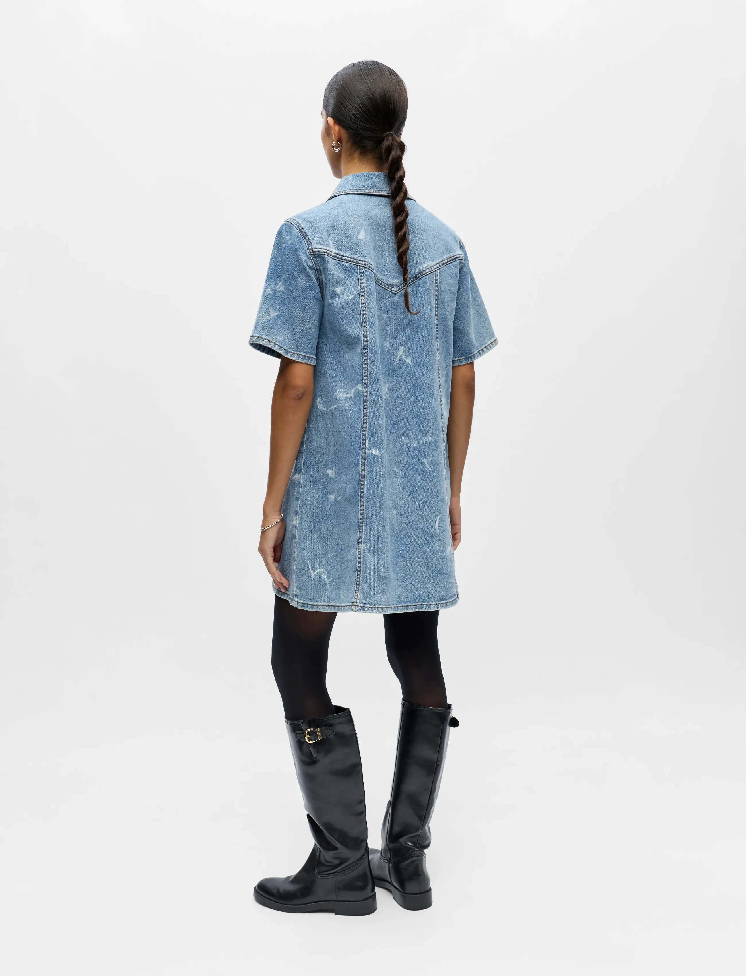 Object - OBJCLAUDIA S/S SHORT DENIM DRESS 143 - skyrtukjólar - light blue denim - 2