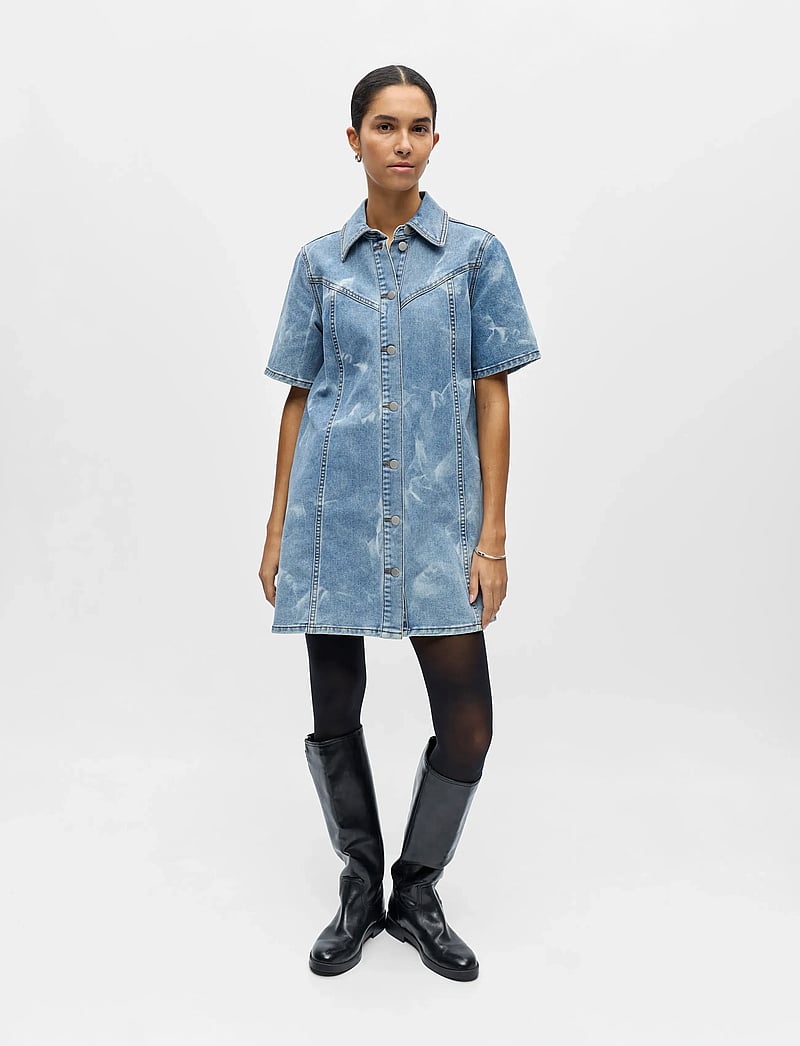 Object - OBJCLAUDIA S/S SHORT DENIM DRESS 143 - hemdkleider - light blue denim - 3