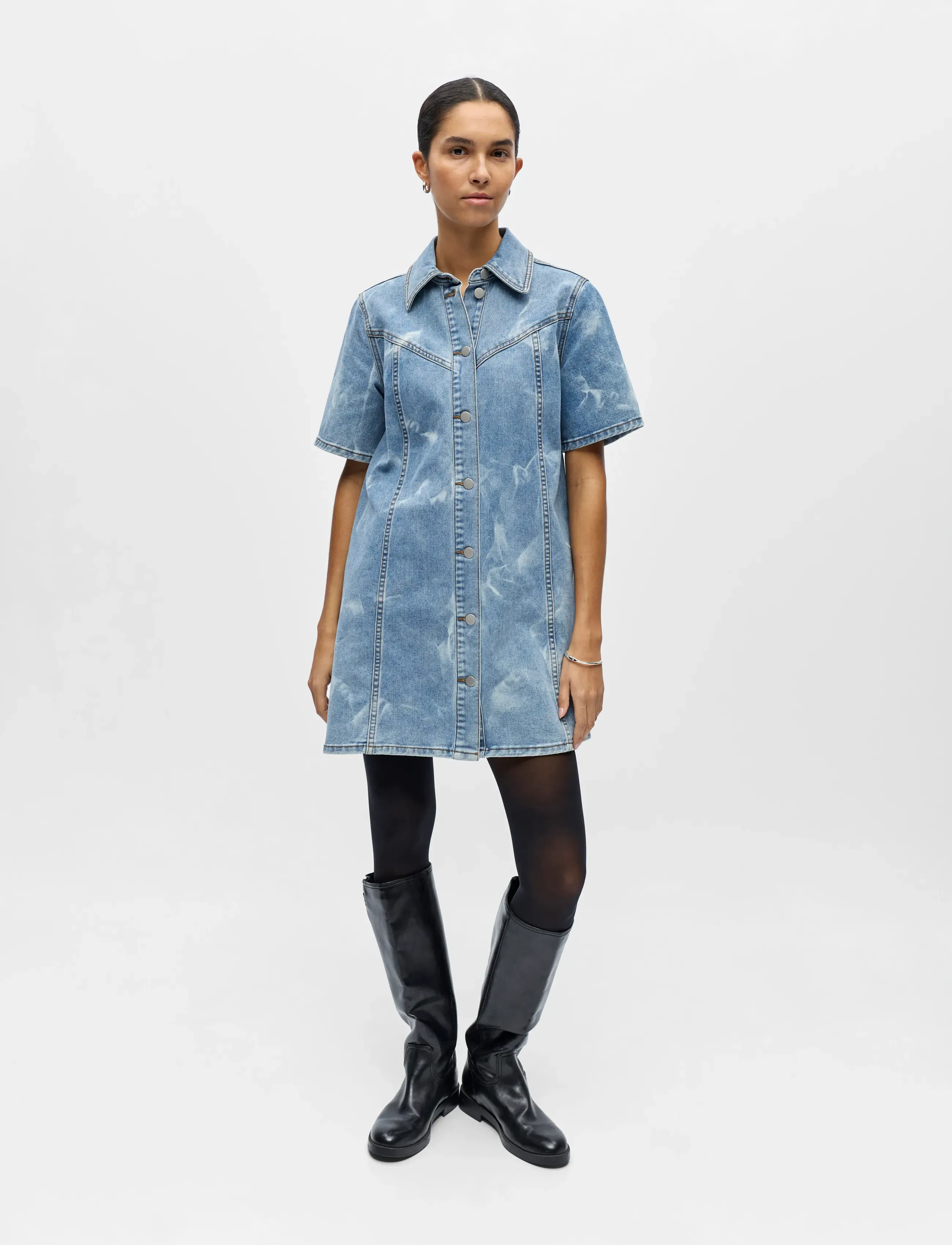 Object - OBJCLAUDIA S/S SHORT DENIM DRESS 143 - skyrtukjólar - light blue denim - 3