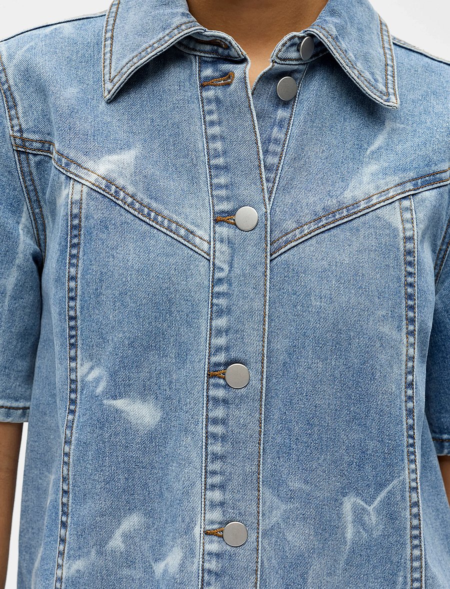 Object - OBJCLAUDIA S/S SHORT DENIM DRESS 143 - skjortklänningar - light blue denim - 4