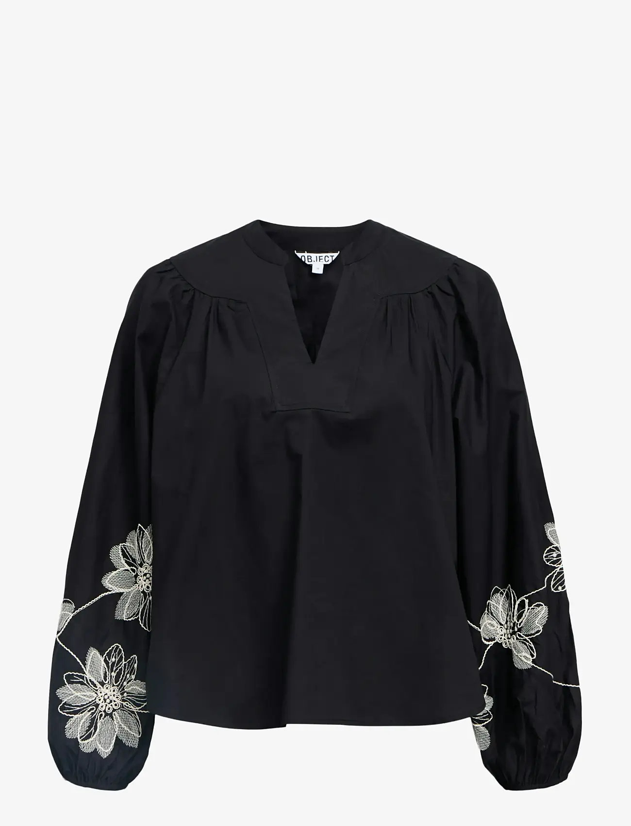 Object - OBJMERLE HOPE L/S RE V-NECK TOP 143 - langærmede bluser - black - 0