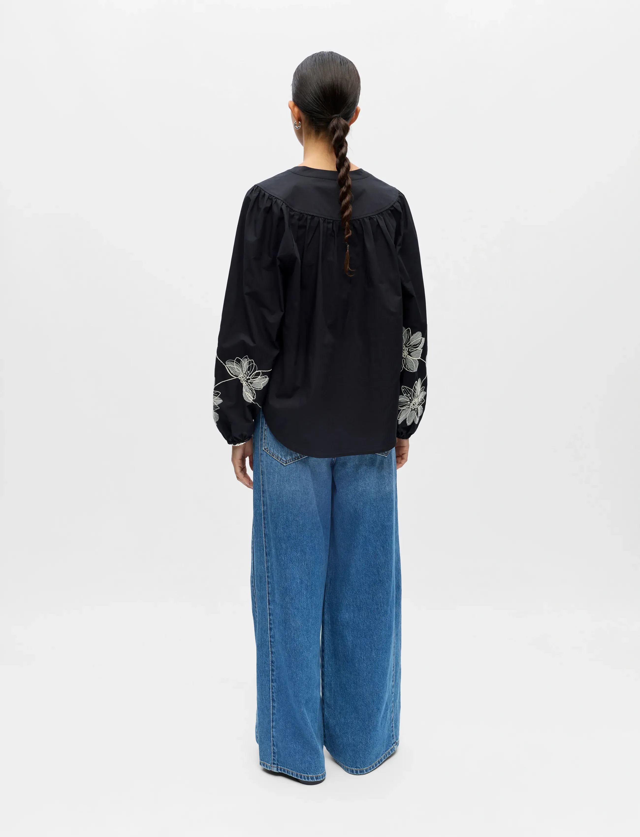 Object - OBJMERLE HOPE L/S RE V-NECK TOP 143 - bluzki z długimi rękawami - black - 2