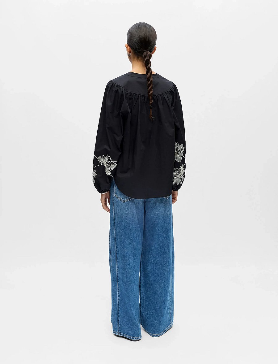Object - OBJMERLE HOPE L/S RE V-NECK TOP 143 - blouses à manches longues - black - 2